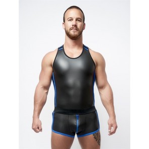 Mister B Neoprene Tank Top Zwart Blauw Voorkant